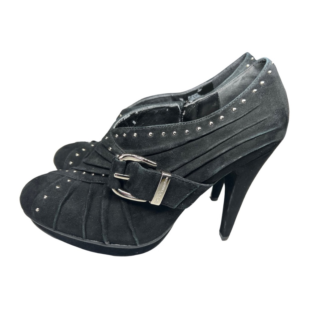 BCBGeneration black suede leather studded stiletto booties black party going out